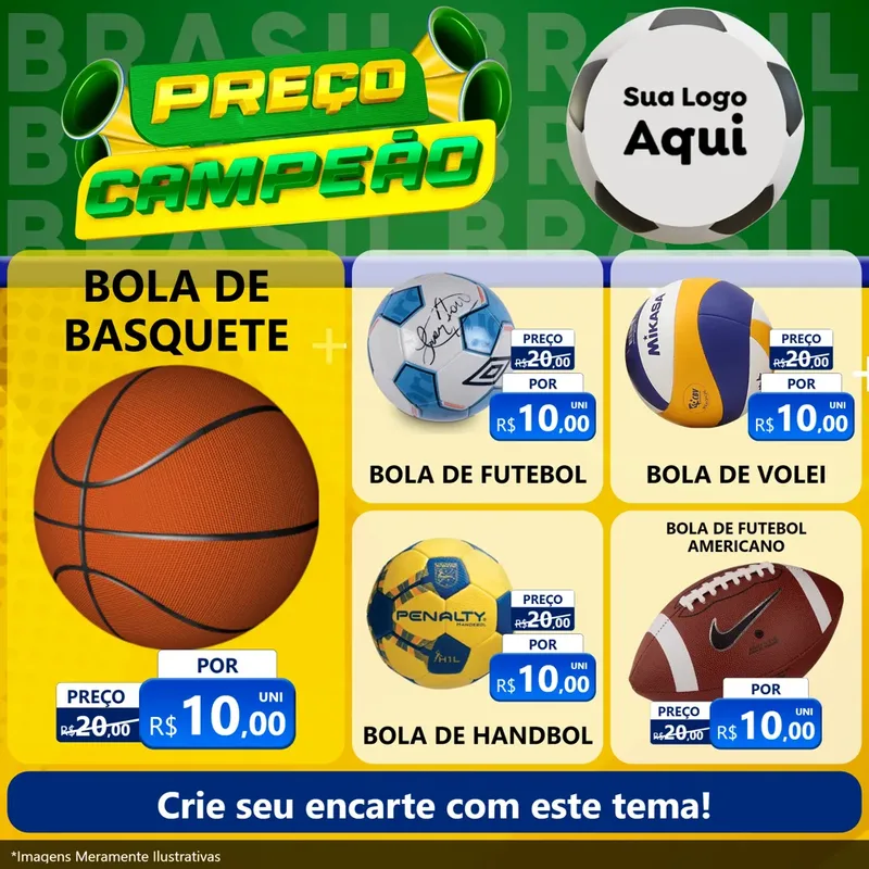 Modelo de Rede Social para Feed Facebook com o tema Preço Campeão - Copa para Artigos Esportivos