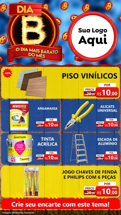 Modelo de TV para TV Vertical com o tema Dia B - O Dia Mais Barato Do Mês para Material para Construção