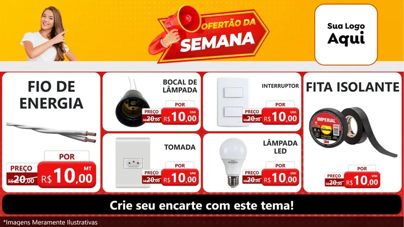 Modelo de TV para TV Horizontal com o tema Ofertão da Semana para Materiais Elétricos