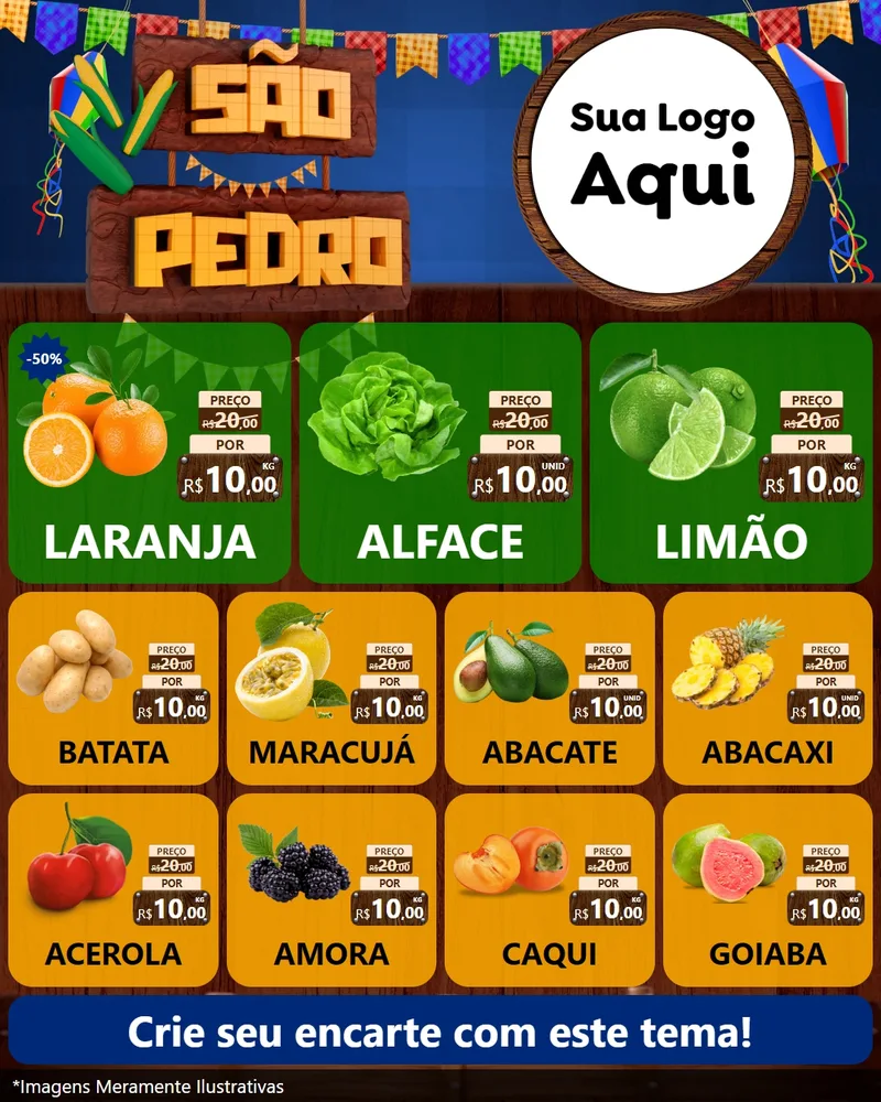 Modelo de Rede Social para Feed Instagram com o tema São Pedro para Hortifrúti