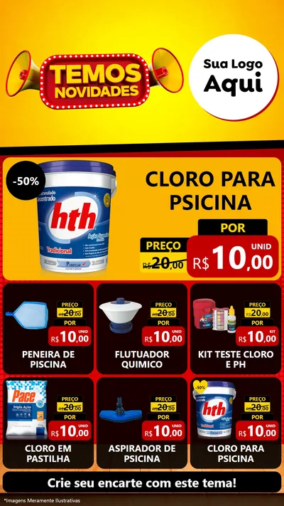 Modelo de Rede Social para Stories com o tema Temos Novidades para Produtos para Piscina