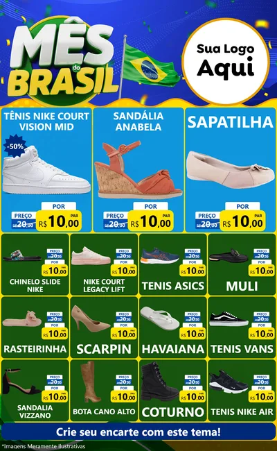 Modelo de Encarte para Encarte Grande com o tema Mês do Brasil para Calçados