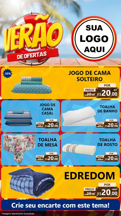 Modelo de TV para TV Vertical com o tema Verão de Ofertas para Cama, Mesa e Banho