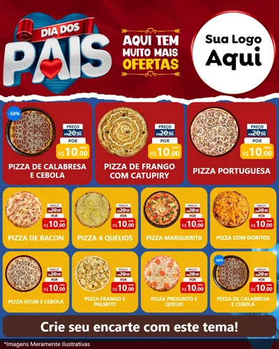 Modelo de Rede Social para Feed Instagram com o tema Dia dos Pais para Pizzaria