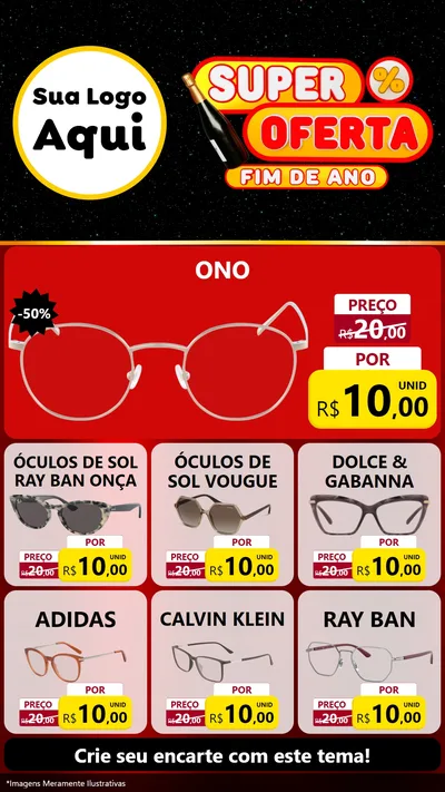 Modelo de Rede Social para Stories com o tema Super Oferta Fim de Ano para Óticas