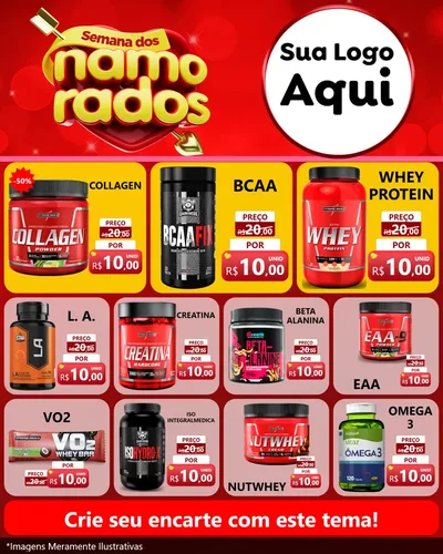 Modelo de Rede Social para Feed Instagram com o tema Semana dos namorados para Suplementos alimentares