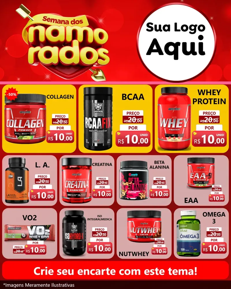 Modelo de Rede Social para Feed Instagram com o tema Semana dos namorados para Suplementos alimentares