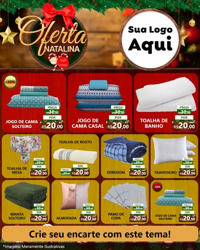 Modelo de Rede Social para Feed Instagram com o tema Ofertas Natalina para Cama, Mesa e Banho