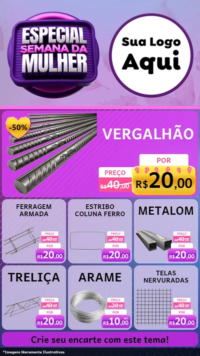 Modelo de Rede Social para Stories com o tema Especial Semana da Mulher para Ferragens