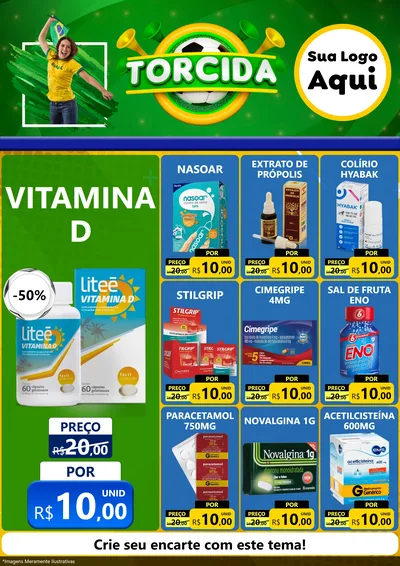 Modelo de Encarte para Encarte A4 Vertical com o tema Torcida para Farmácia
