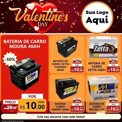 Modelo de Rede Social para Feed Facebook com o tema Valentine's Day para Baterias Elétricas