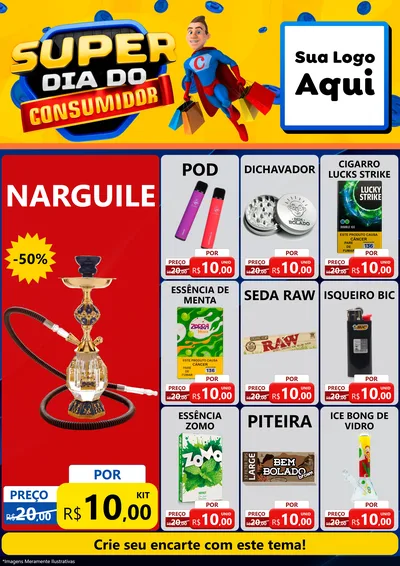 Modelo de Encarte para Encarte A4 Vertical com o tema Super Dia do Consumidor para Tabacaria