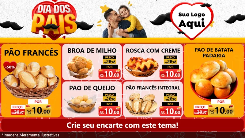 Modelo de TV para TV Horizontal com o tema Dia dos Pais para Padaria