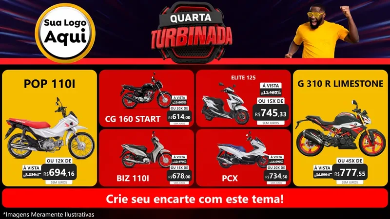 Modelo de TV para TV Horizontal com o tema Quarta Turbinada para Concessionaria de Motos