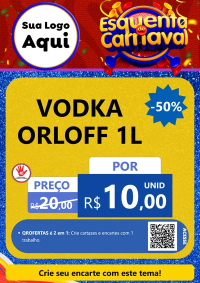 Modelo de Cartaz para Cartaz A4 Vertical com o tema Esquenta de Carnaval para Distribuidora de bebidas