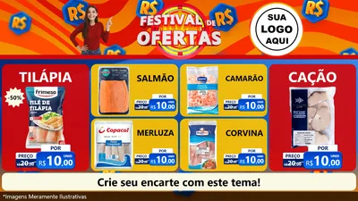Modelo de TV para TV Horizontal com o tema Festival de Ofertas para Peixaria