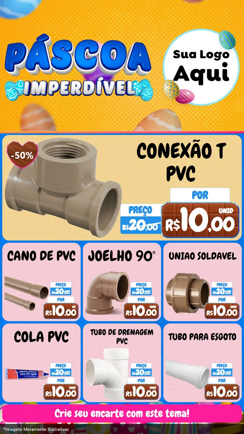 Modelo de Rede Social para Stories com o tema Páscoa Imperdível para Tubos e conexões