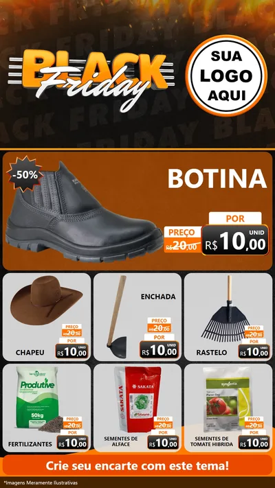 Modelo de Rede Social para Stories com o tema Black Friday para Agropecuária