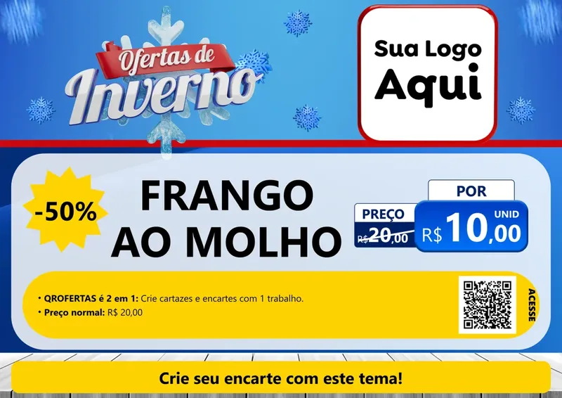 Modelo de Cartaz para Cartaz A4 Horizontal com o tema Ofertas de Inverno para Restaurante