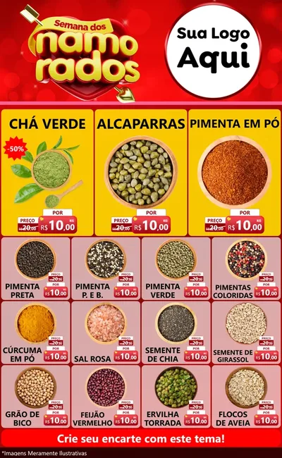 Modelo de Encarte para Encarte Grande com o tema Semana dos namorados para Produtos Naturais