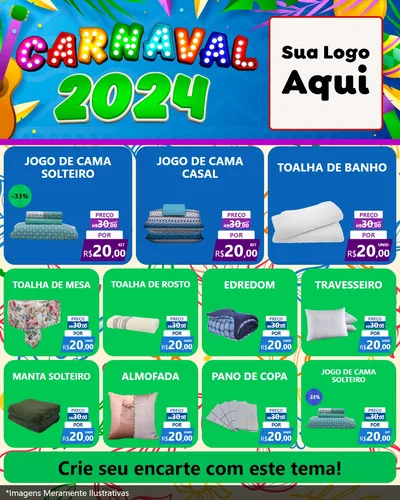 Modelo de Rede Social para Feed Instagram com o tema Carnaval 2027 para Cama, Mesa e Banho