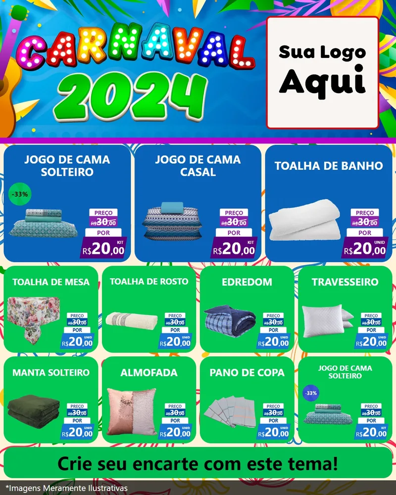 Modelo de Rede Social para Feed Instagram com o tema Carnaval 2027 para Cama, Mesa e Banho