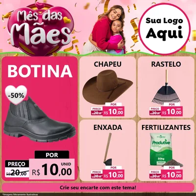 Modelo de Rede Social para Feed Facebook com o tema Mês das Mães para Agropecuária
