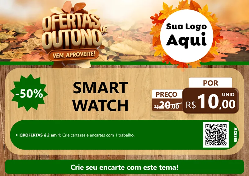 Modelo de Cartaz para Cartaz A4 Horizontal com o tema Ofertas de Outono - Vem, Aproveite! para Informática
