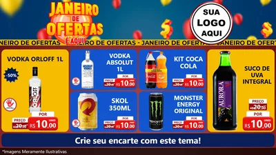 Modelo de TV para TV Horizontal com o tema Janeiro de Ofertas É Aqui! para Distribuidora de bebidas