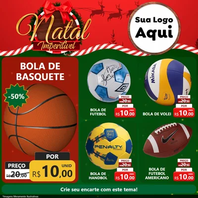 Modelo de Rede Social para Feed Facebook com o tema Natal Imperdível para Artigos Esportivos