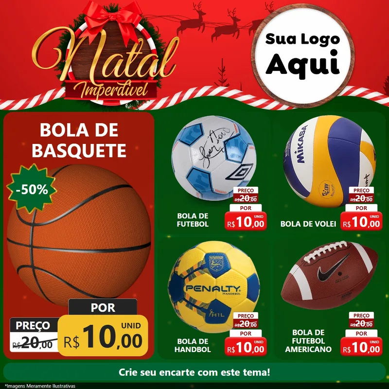 Modelo de Rede Social para Feed Facebook com o tema Natal Imperdível para Artigos Esportivos