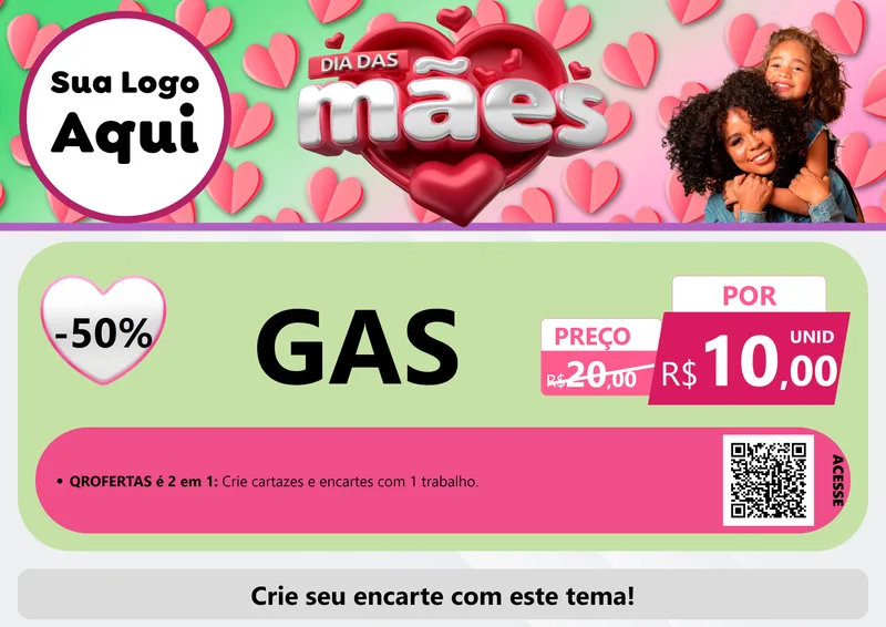 Modelo de Cartaz para Cartaz A4 Horizontal com o tema Dia das Mães para Água e gás