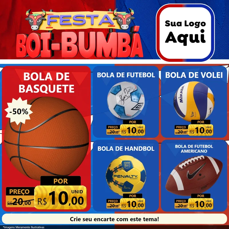 Modelo de Rede Social para Feed Facebook com o tema Festa Boi Bumbá para Artigos Esportivos