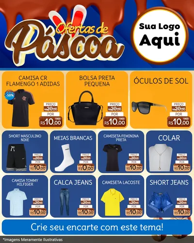 Modelo de Rede Social para Feed Instagram com o tema Ofertas de Páscoa para Roupas e acessórios