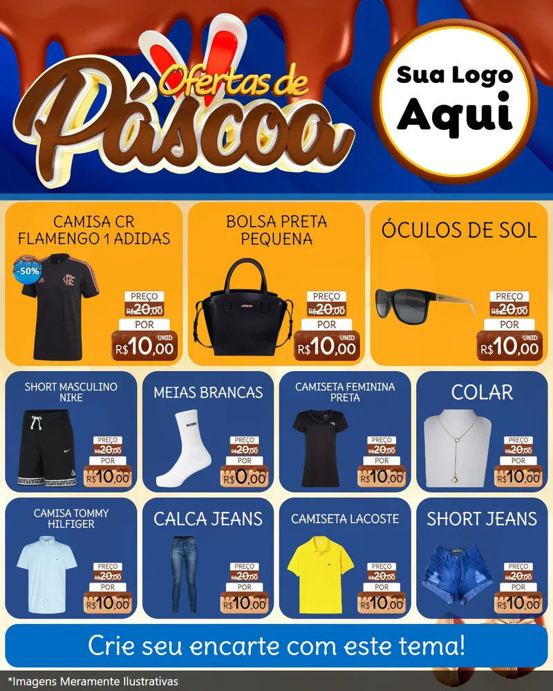 Modelo de Rede Social para Feed Instagram com o tema Ofertas de Páscoa para Roupas e acessórios