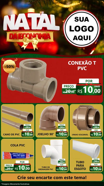Modelo de Rede Social para Stories com o tema Natal da Economia para Tubos e conexões