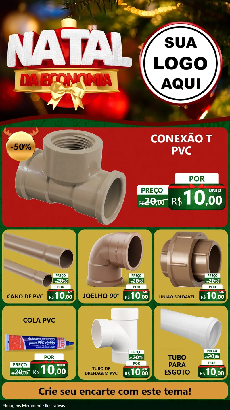 Modelo de Rede Social para Stories com o tema Natal da Economia para Tubos e conexões