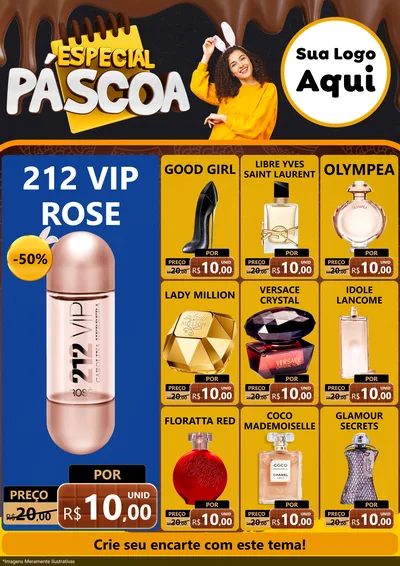 Modelo de Encarte para Encarte A4 Vertical com o tema Especial Páscoa para Perfumes