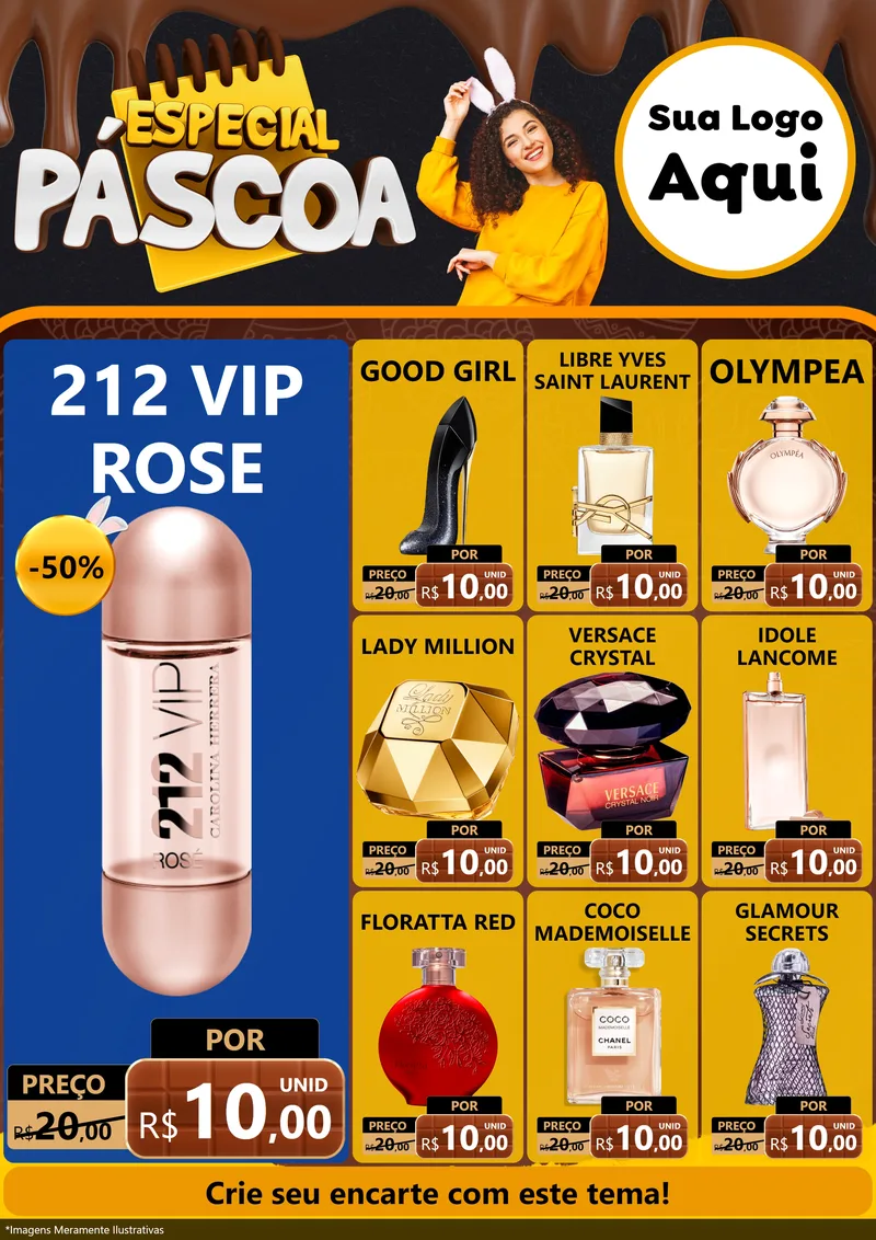 Modelo de Encarte para Encarte A4 Vertical com o tema Especial Páscoa para Perfumes