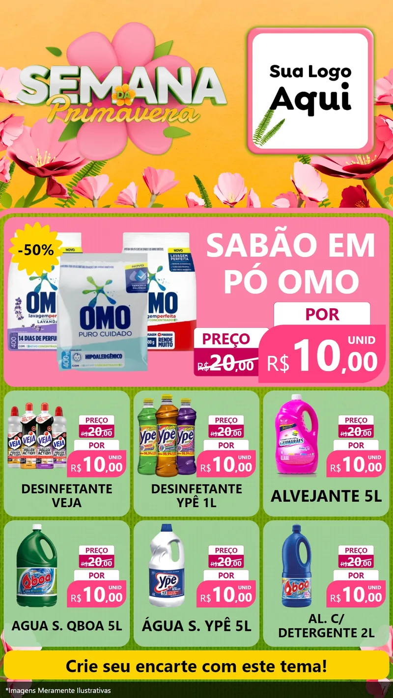 Modelo de Rede Social para Stories com o tema Semana da Primavera para Produtos de Limpeza