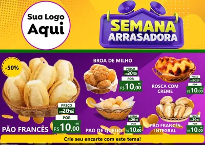 Modelo de Encarte para Encarte A4 Horizontal com o tema Semana Arrasadora para Padaria