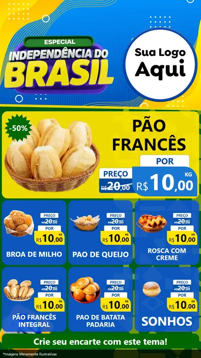 Modelo de Rede Social para Stories com o tema Especial Independência do Brasil para Padaria