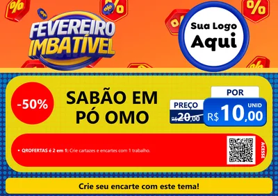 Modelo de Cartaz para Cartaz A4 Horizontal com o tema Fevereiro Imbatível para Produtos de Limpeza