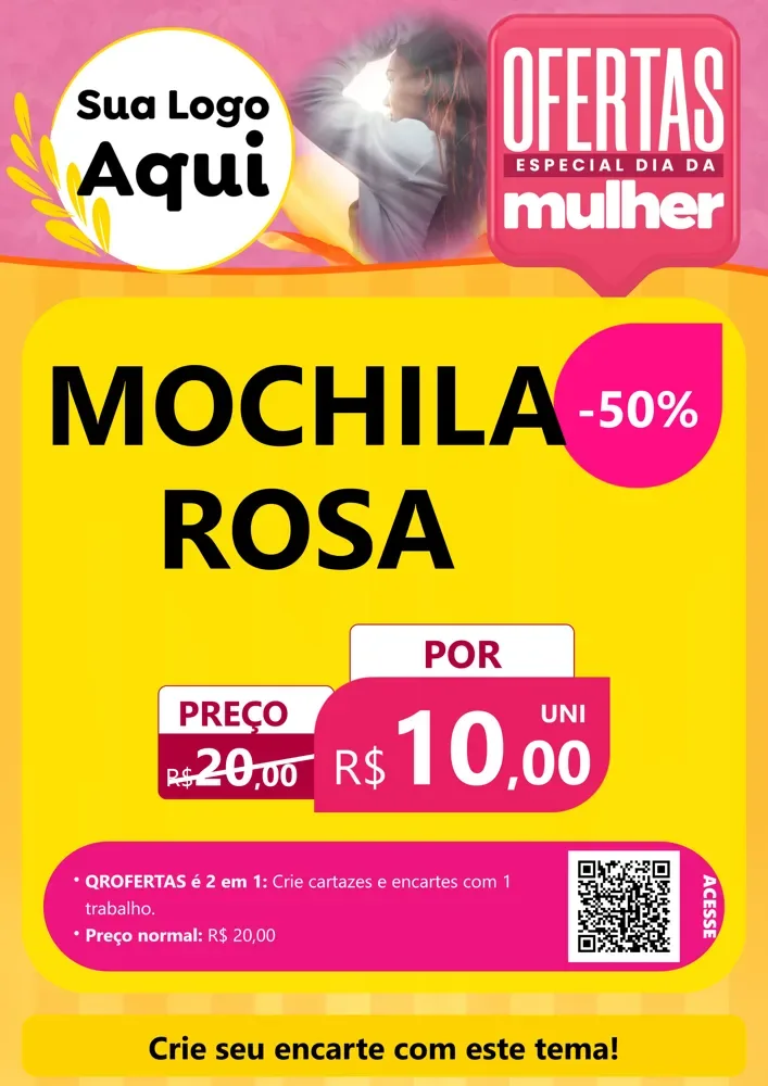 Modelo de Cartaz para Cartaz A4 Vertical com o tema Ofertas - Especial Dia Das Mulheres para Papelaria