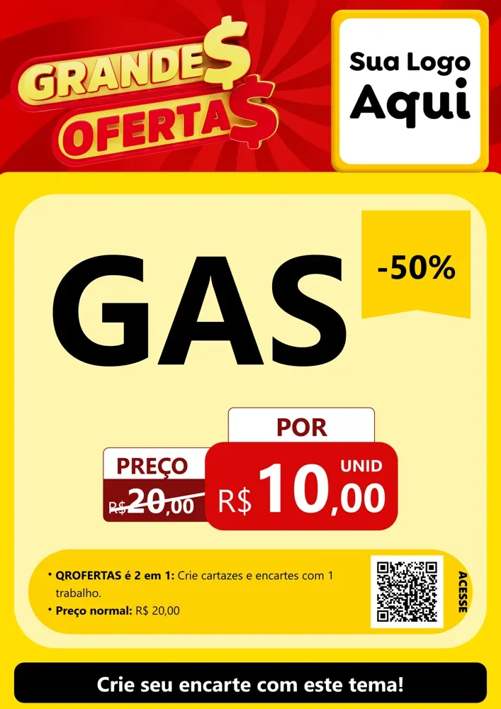 Modelo de Cartaz para Cartaz A4 Vertical com o tema Grandes Ofertas para Água e gás