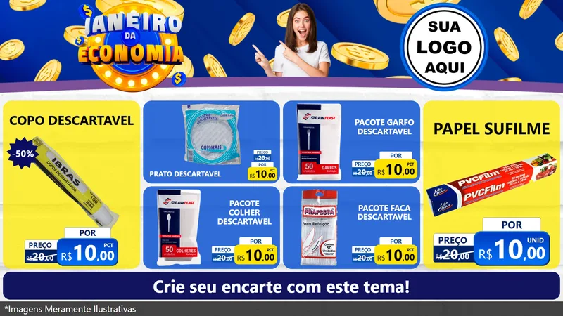 Modelo de TV para TV Horizontal com o tema Janeiro da Economia para Embalagens