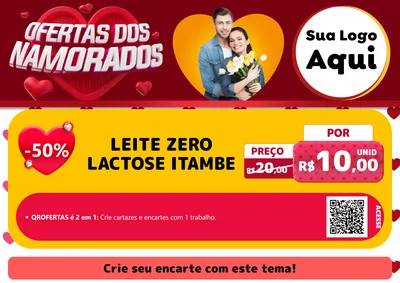 Modelo de Cartaz para Cartaz A4 Horizontal com o tema Ofertas Dos Namorados para Frios e Laticínios