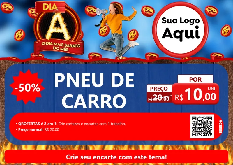 Modelo de Cartaz para Cartaz A4 Horizontal com o tema Dia A - O Dia Mais Barato Do Mês para Auto peças