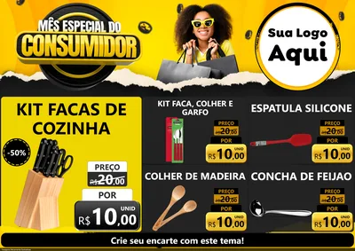 Modelo de Encarte para Encarte A4 Horizontal com o tema Mês Especial do Consumidor para Utilidades Domésticas