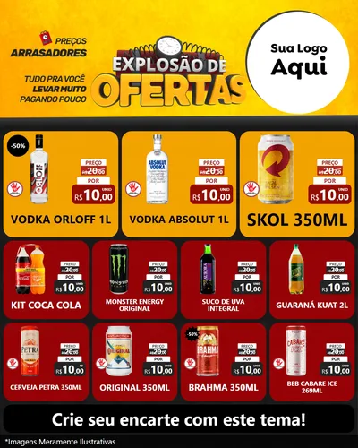 Modelo de Rede Social para Feed Instagram com o tema Explosão de Ofertas para Distribuidora de bebidas